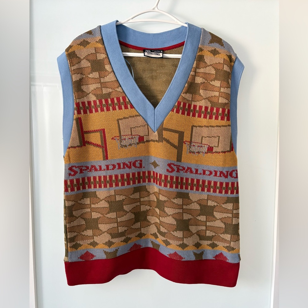 Zara V-Neck Sweater Vest - Multicolor Pattern